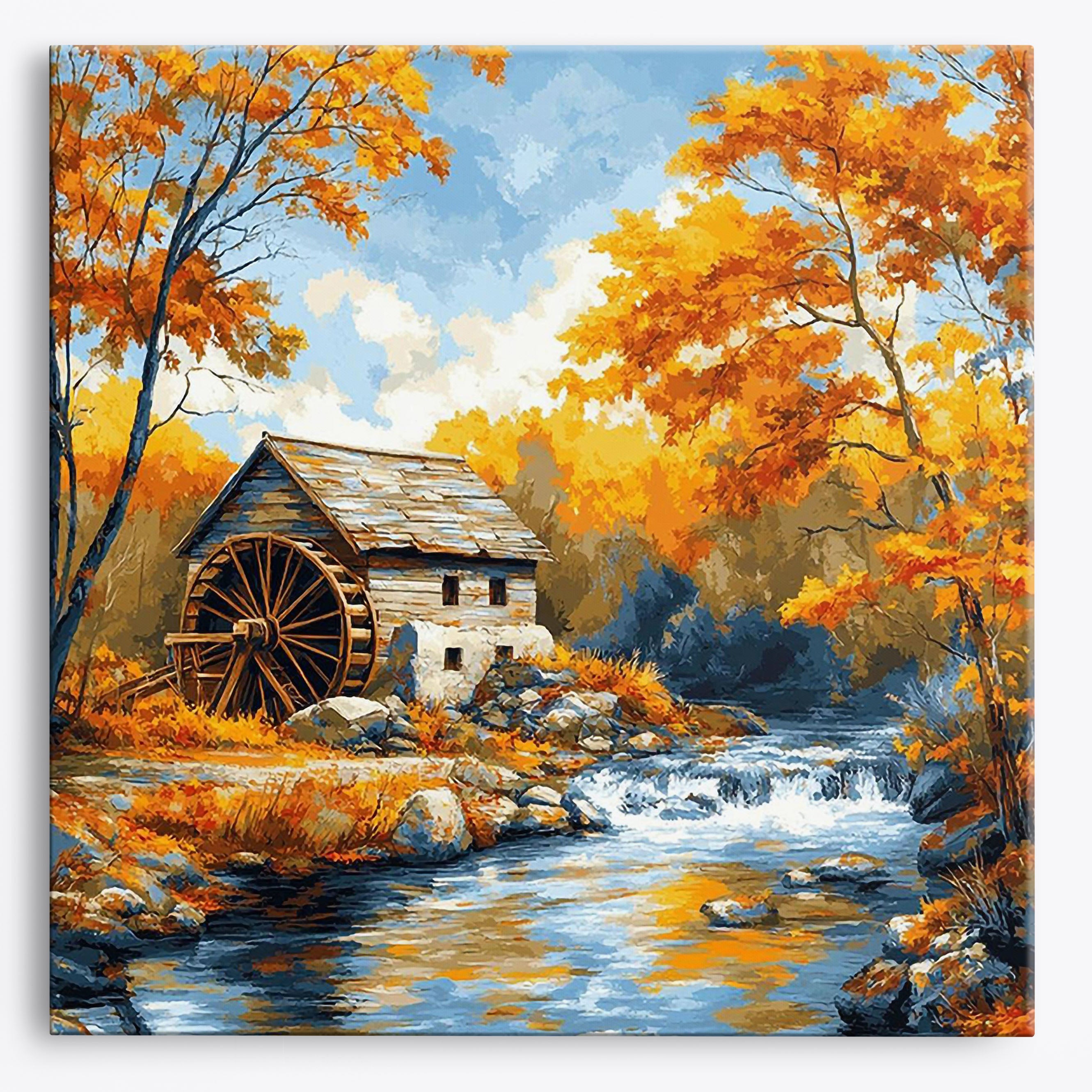 Rustic Mill Stream No Frame / Regular (15.75"x15.75"/40x40cm) / 24 colors