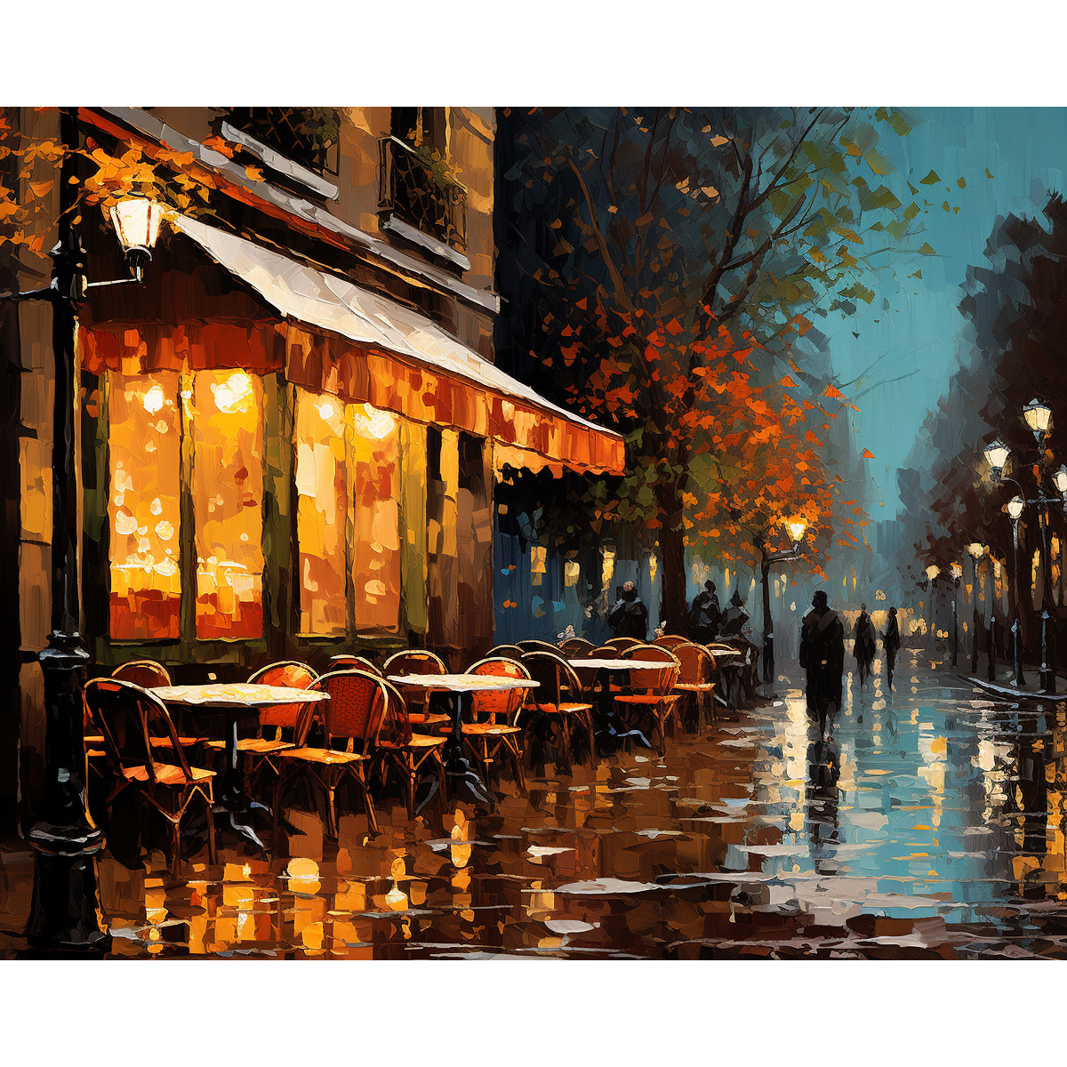 Vihmased peegeldused Pariisi kohvik